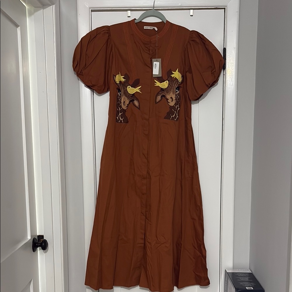 Anouk Grewal - M -Brown Dress with Unique giraffe Embroidery- do not buy.!